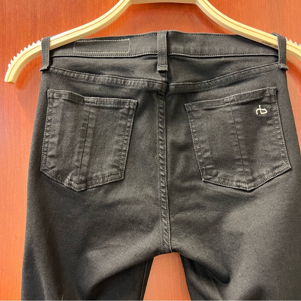 Rag And Bone High Rise Legging Size 26 Black Stretch Denim Made In U.S.A. Dark - Picture 9 of 11